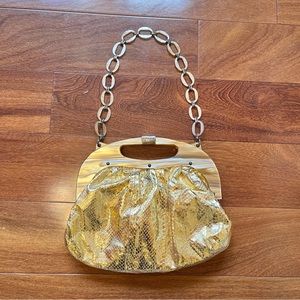 New! Never used! Rafe New York Vintage Style Gold Snakeskin Style Chain Purse